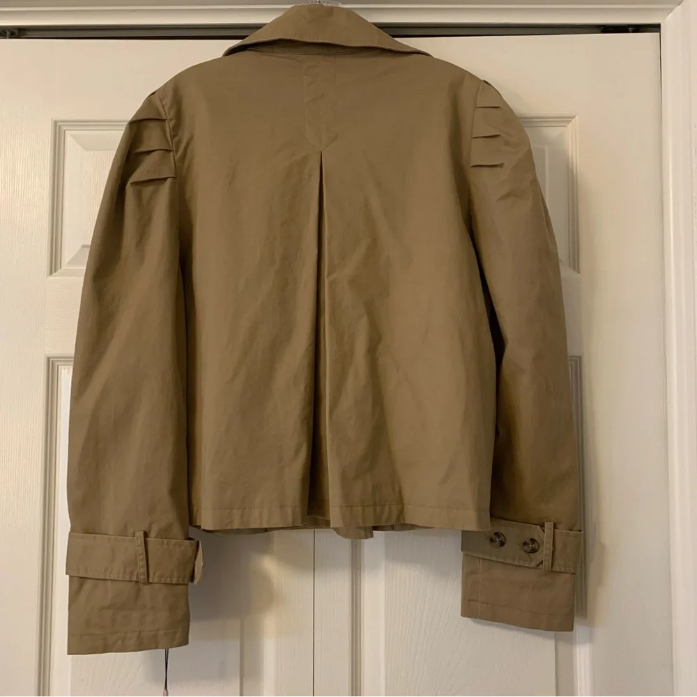 Avec Les Filles Cropped Puff Sleeve Trench Coat Tan Double Breasted XL NWT - Picture 5 of 15